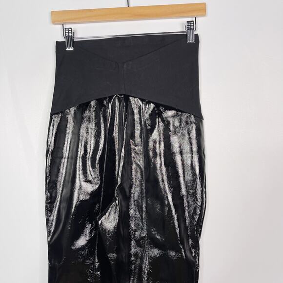 New ASOS Maternity 6 Black Faux Leather Pants Over The Belly High Waist Seamed - Picture 7 of 10